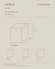 CHECKERED Side Table — verified overall dimensions — CARVINGS