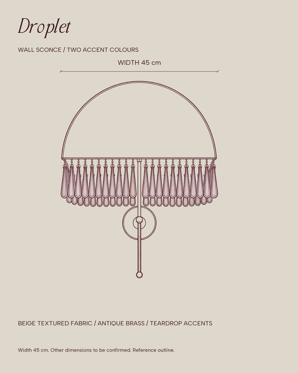 DROPLET Wall Sconce by LaLuz — Dimensioned Outline