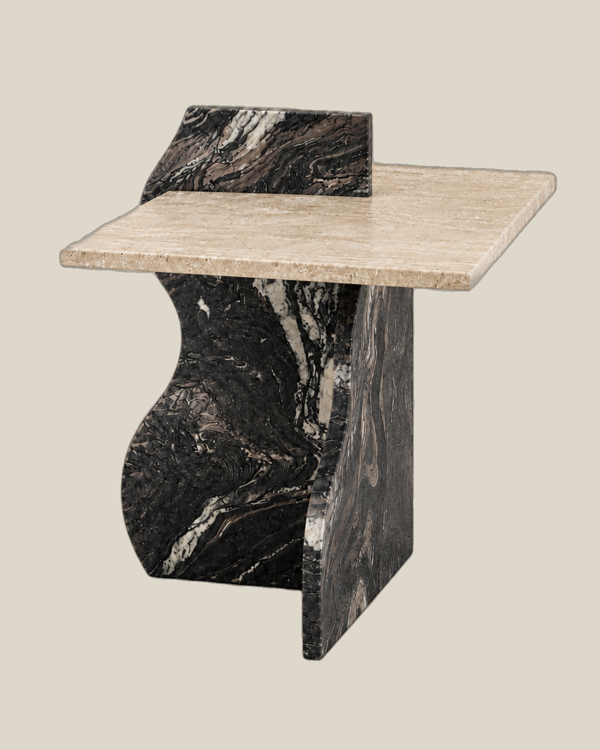 GUCCI Side Table in Beige Travertine and Gucci Marble — product view 2 on Bone