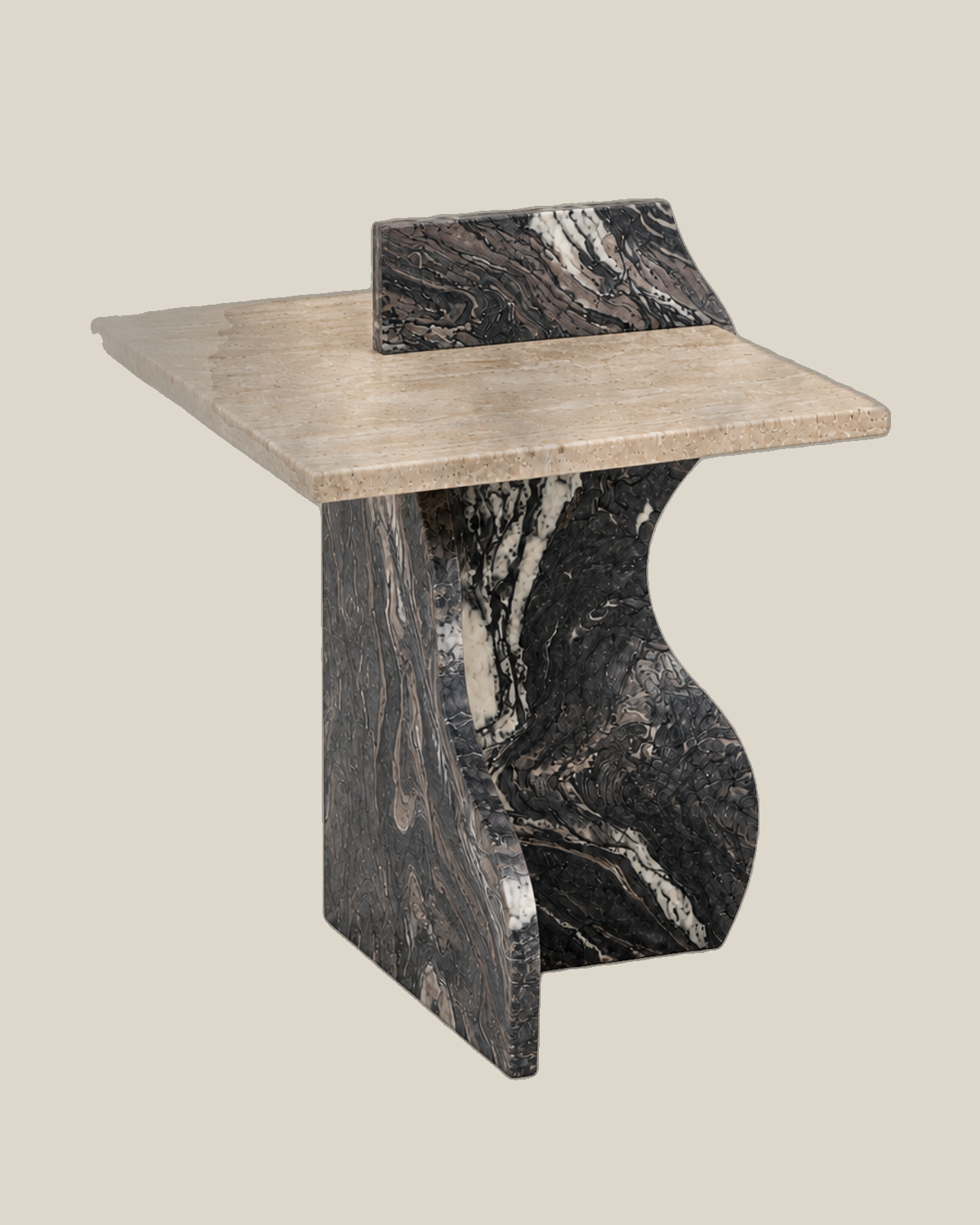 GUCCI Side Table in Beige Travertine and Gucci Marble — product view 4 on Bone