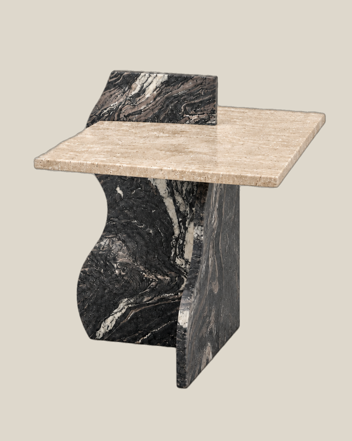 GUCCI Side Table in Beige Travertine and Gucci Marble — product view 5 on Bone
