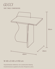 GUCCI Side Table — W 40 × D 40 × H 50 cm dimension sketch