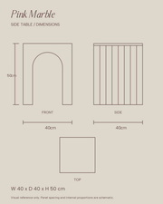Pink Marble Side Table dimension sketch — 40 × 40 × 50 cm