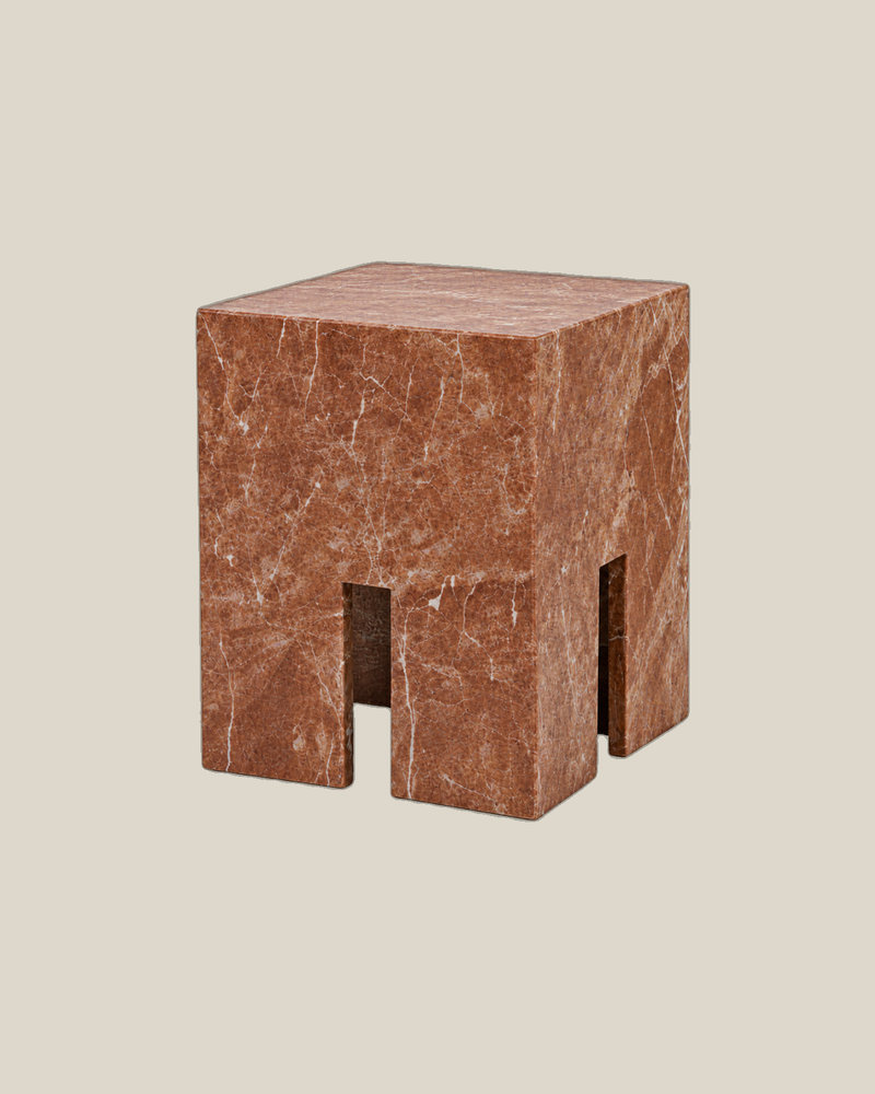 The Line Side Table in Red Alicante marble — supplied view 1 on Bone