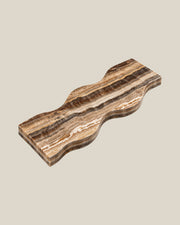 ATOMS Sezy Tray — Brown Banded, angled view on BONE background