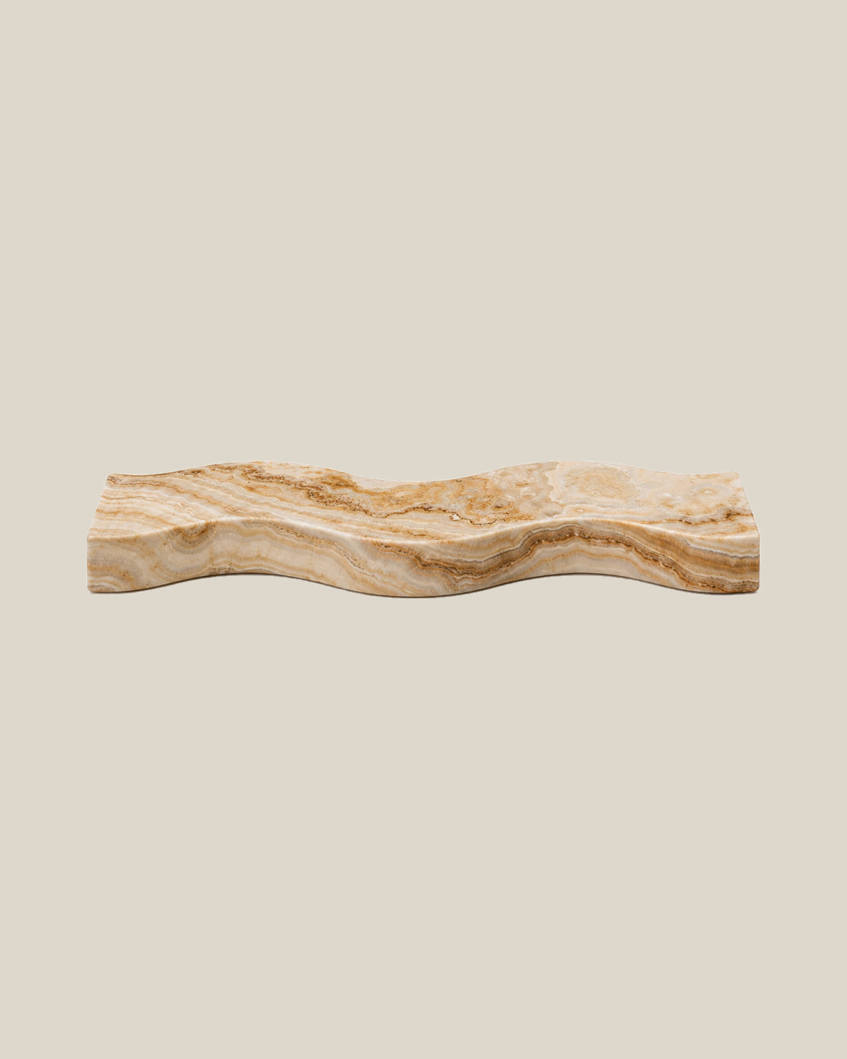 ATOMS Sezy Tray — Cream & Caramel, low profile on BONE background
