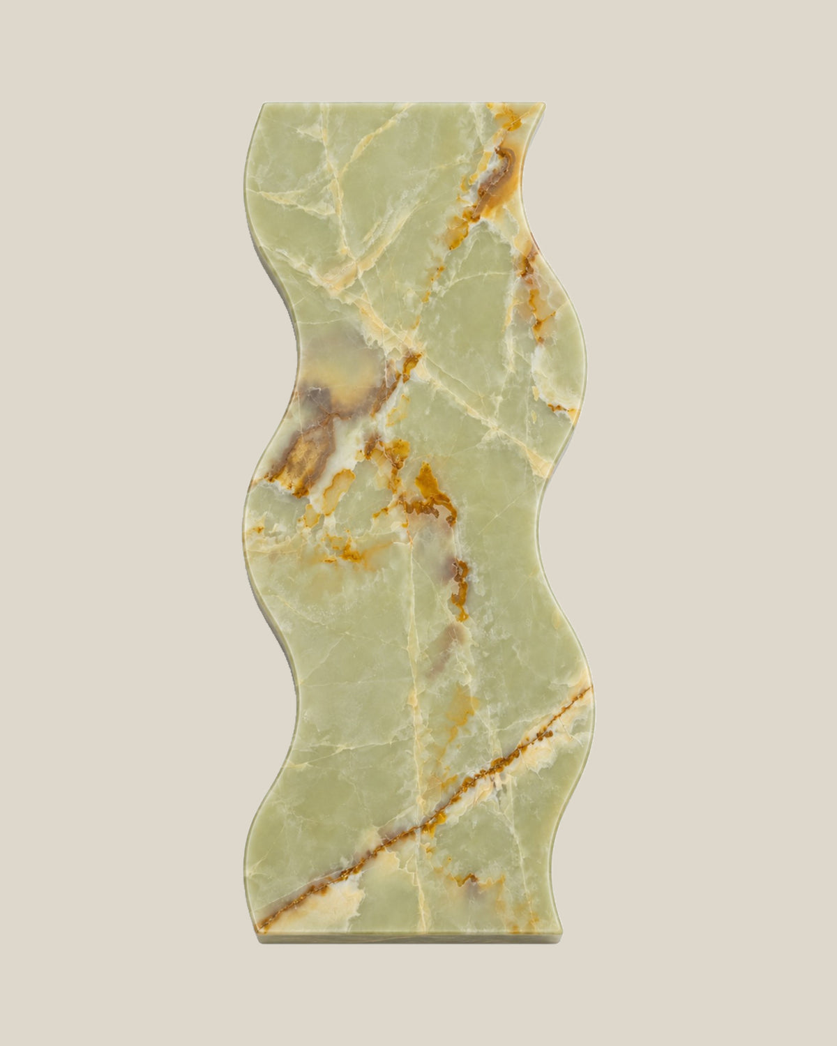ATOMS Sezy Tray — Pale Green & Gold, top view on BONE background
