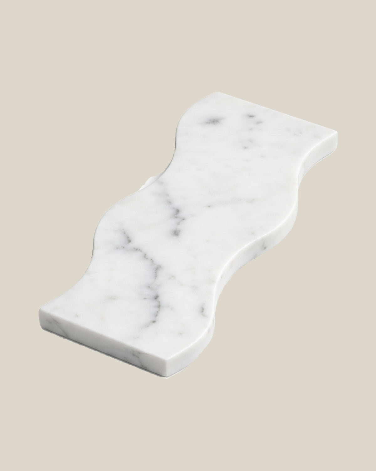 ATOMS Sezy Tray — White & Grey, angled view on BONE background