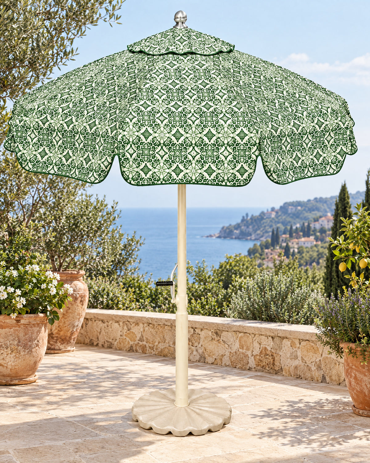 Azure Mosaic Umbrella — Emerald Green Lifestyle