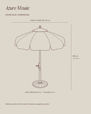 Azure Mosaic Umbrella — Shared Dimensioned Outline
