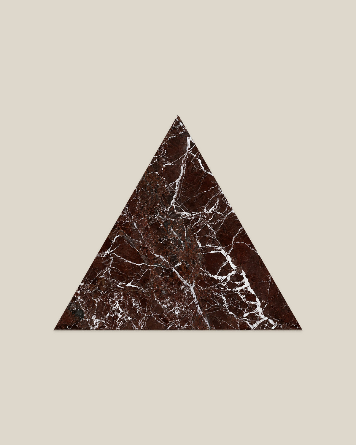 BLOC TRI-CHECKERS — Rosso Levante single triangle on BONE background