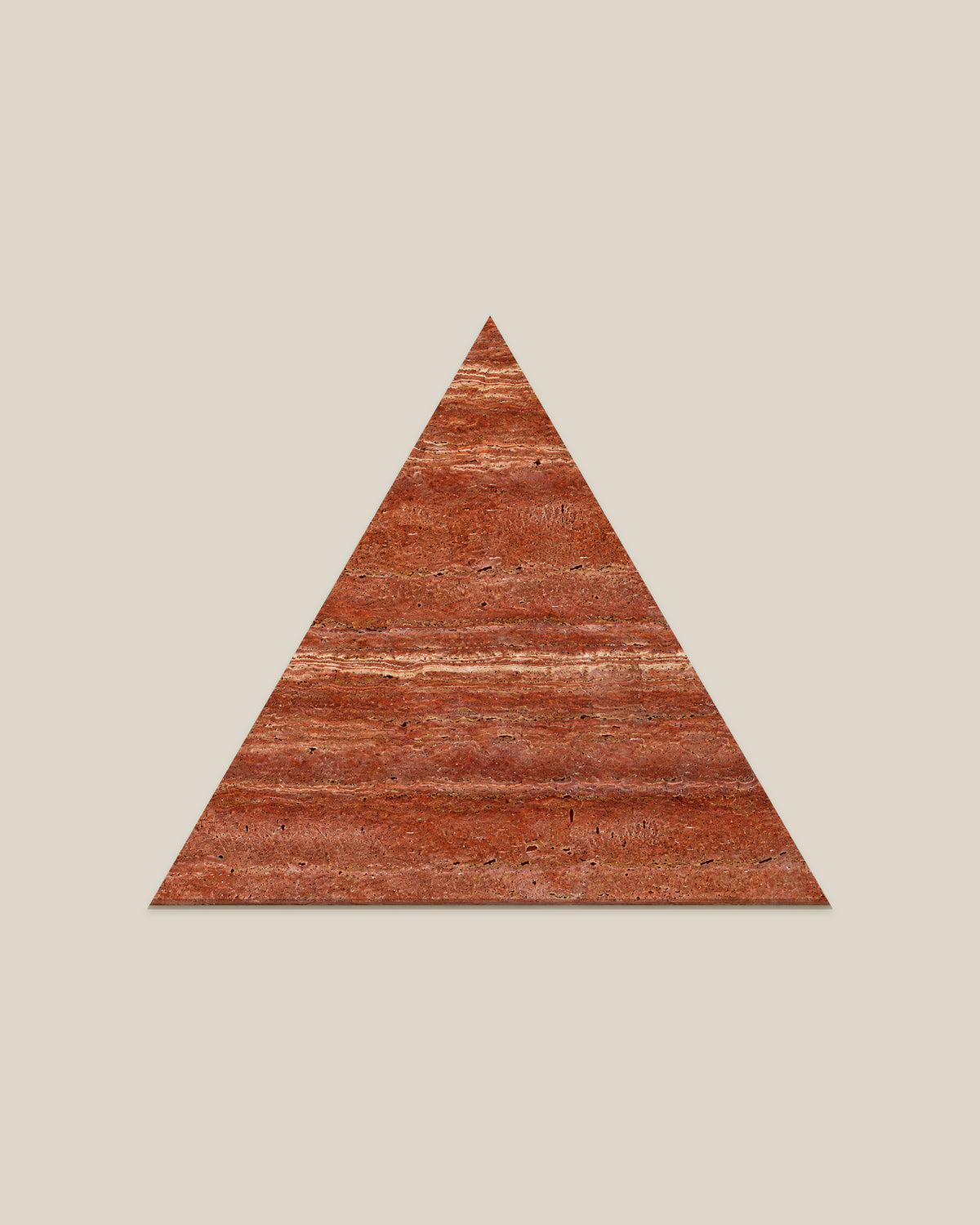 BLOC TRI-CHECKERS — Travertine Red single triangle on BONE background