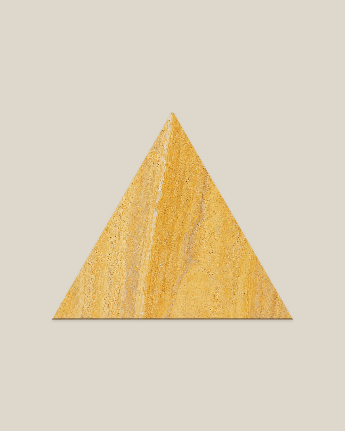 BLOC TRI-CHECKERS — Travertine Yellow single triangle on BONE background
