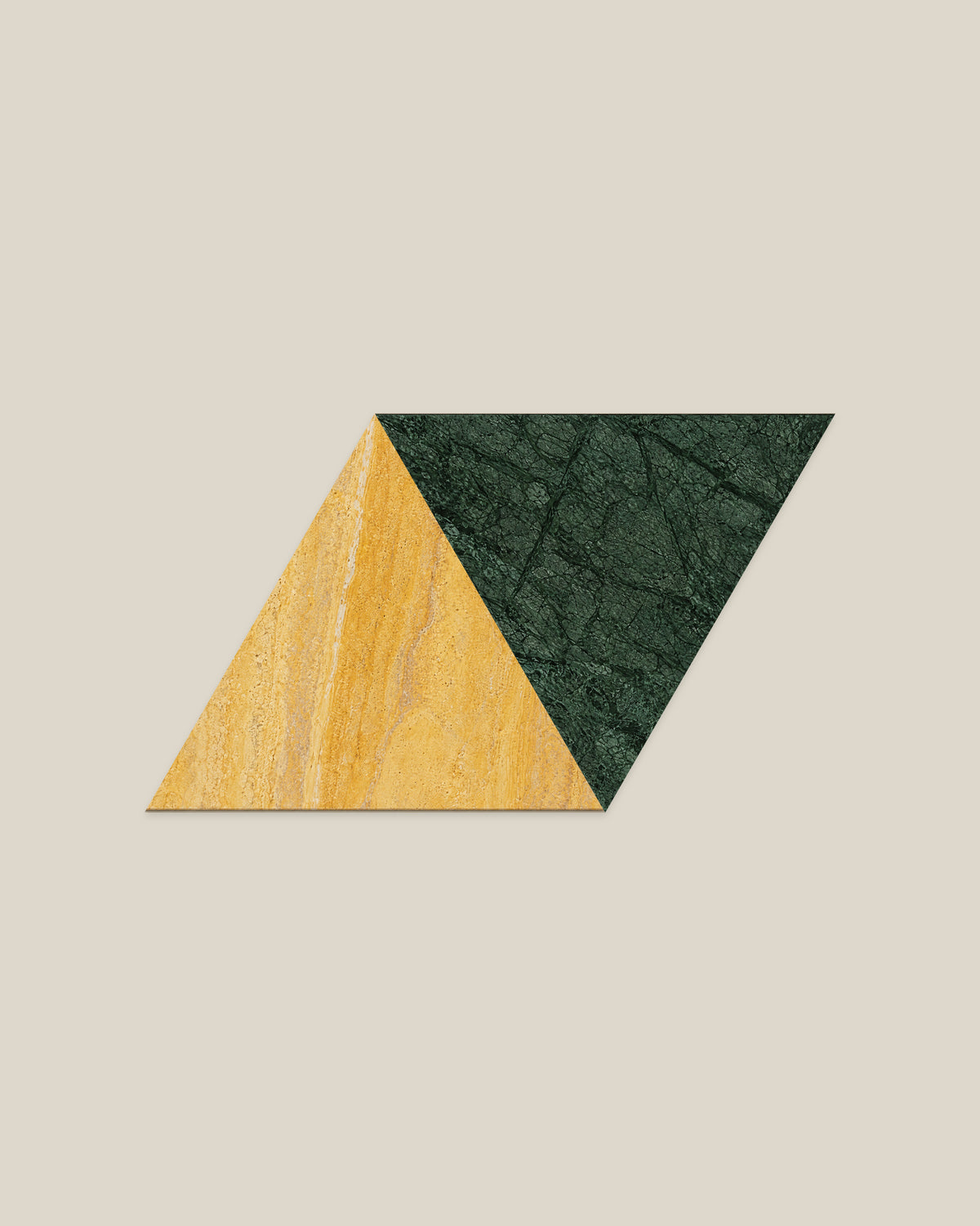 BLOC TRI-CHECKERS — Yellow × Green paired triangles on BONE background