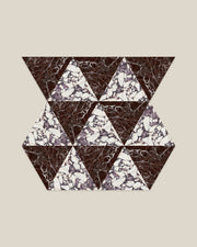 BLOC TRI-CHECKERS — Viola × Rosso tile pattern on BONE background