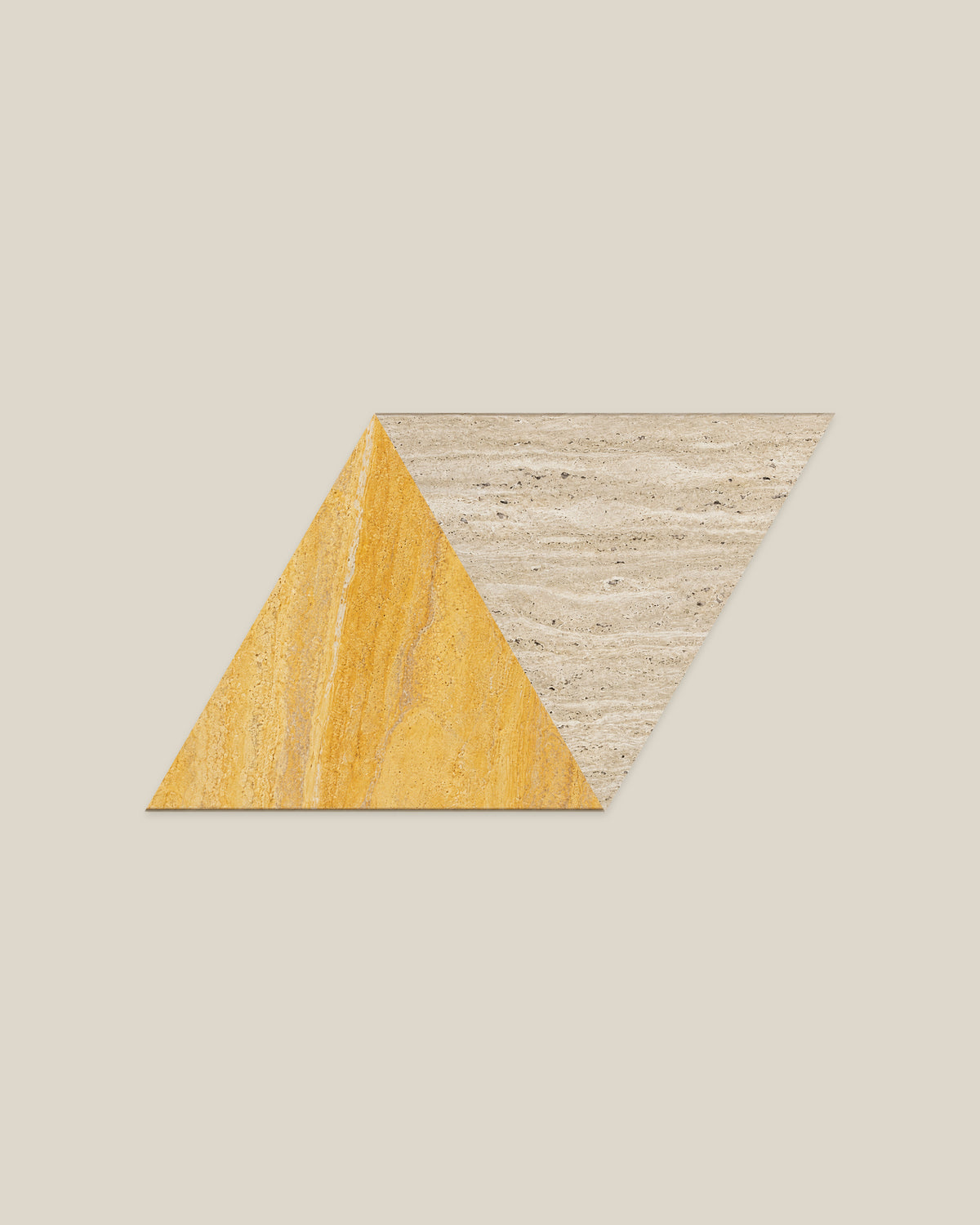 BLOC TRI-CHECKERS — Yellow × Beige paired triangles on BONE background