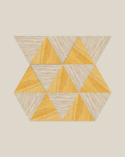 BLOC TRI-CHECKERS — Yellow × Beige tile pattern on BONE background