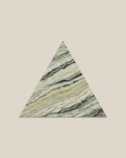 BLOC TRI-CHECKERS — River Jade Marble single triangle on BONE background