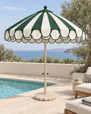 LA LUZ double scalloped umbrella — green lifestyle, 185 cm overall height