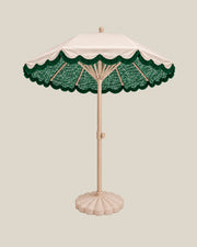 LA LUZ Fringed Parasol Umbrella Green Front