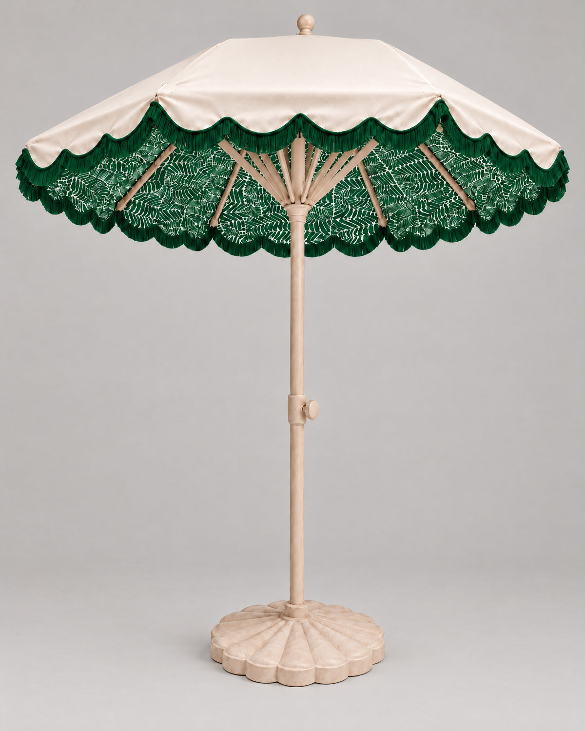 LA LUZ Fringed Parasol Umbrella Green Studio
