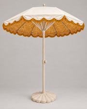 LA LUZ Fringed Parasol Umbrella Mustard Studio