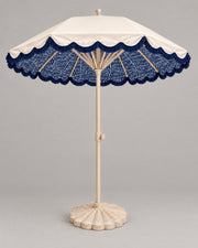 LA LUZ Fringed Parasol Umbrella Navy Studio