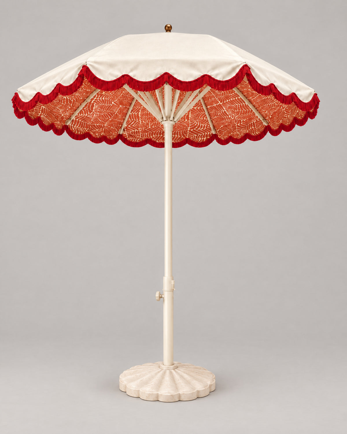 LA LUZ Fringed Parasol Umbrella Red Coral Studio