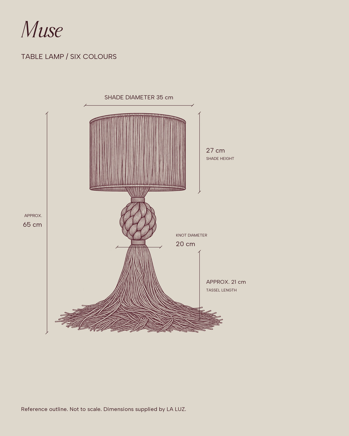 LA LUZ MUSE Table Lamp — Dimensioned Outline