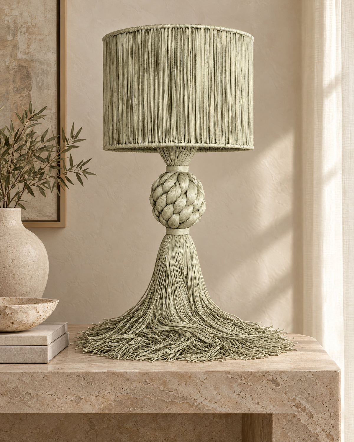 LA LUZ MUSE Table Lamp — Light Mint Green Lifestyle