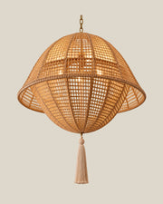 LA LUZ Orbit Bamboo Chandelier Natural Beige Front
