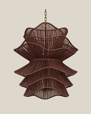 LA LUZ RUFFLE Bamboo Chandelier Dark Brown Front