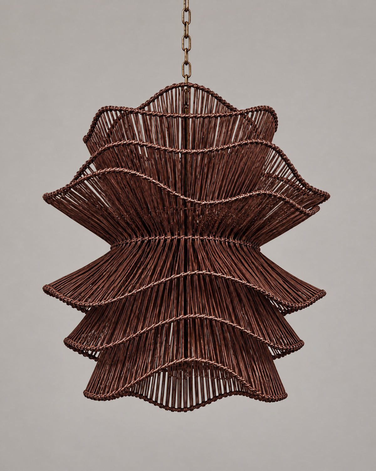 LA LUZ RUFFLE Bamboo Chandelier Dark Brown Studio