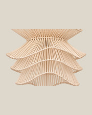 LA LUZ RUFFLE Bamboo Chandelier Natural Ruffle Detail