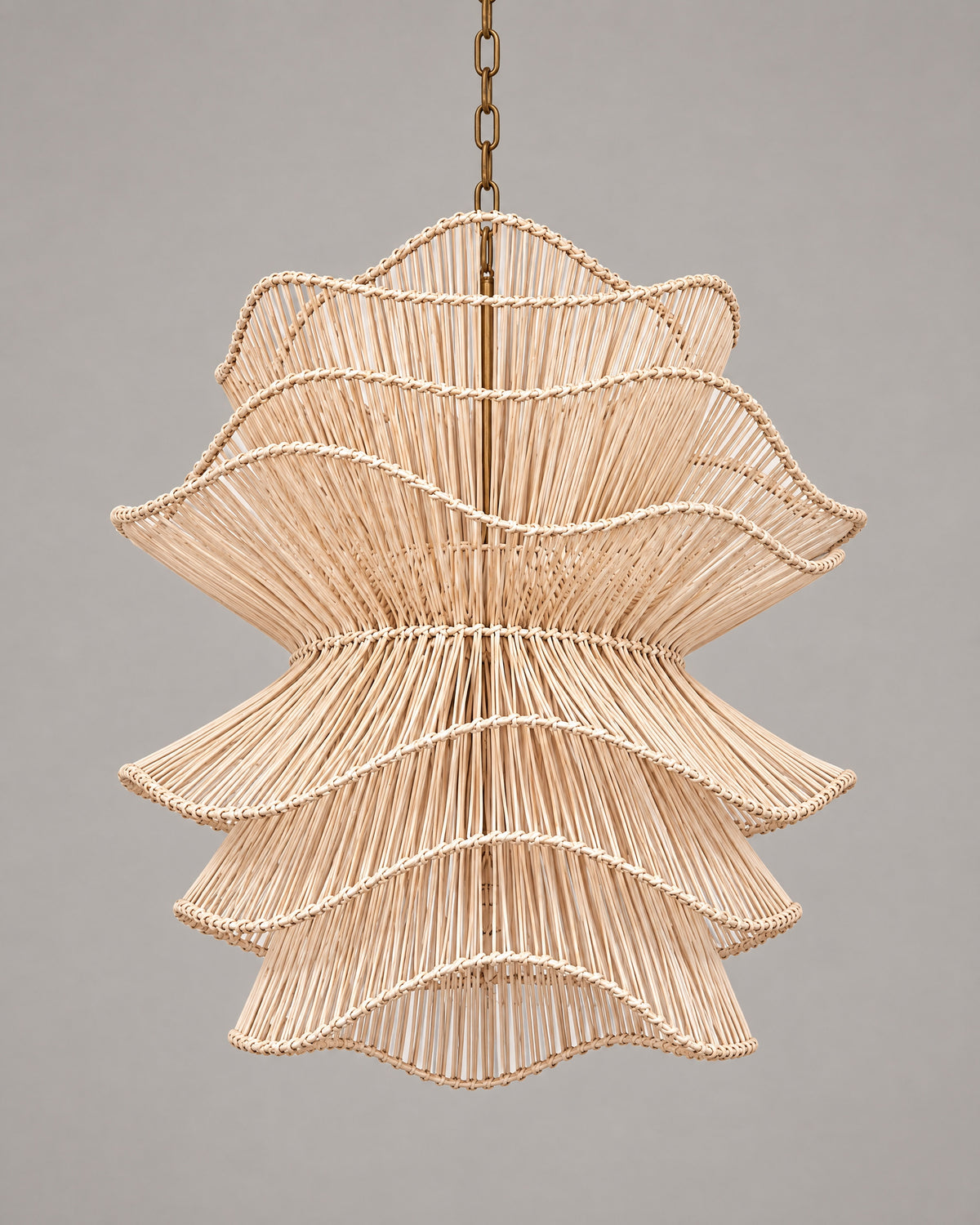 LA LUZ RUFFLE Bamboo Chandelier Natural Studio