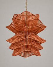 LA LUZ RUFFLE Bamboo Chandelier Terracotta Studio
