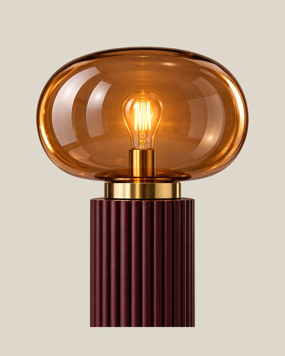 LA LUZ SOLARA Floor Lamp — Dark Burgundy Glass and Brass Detail