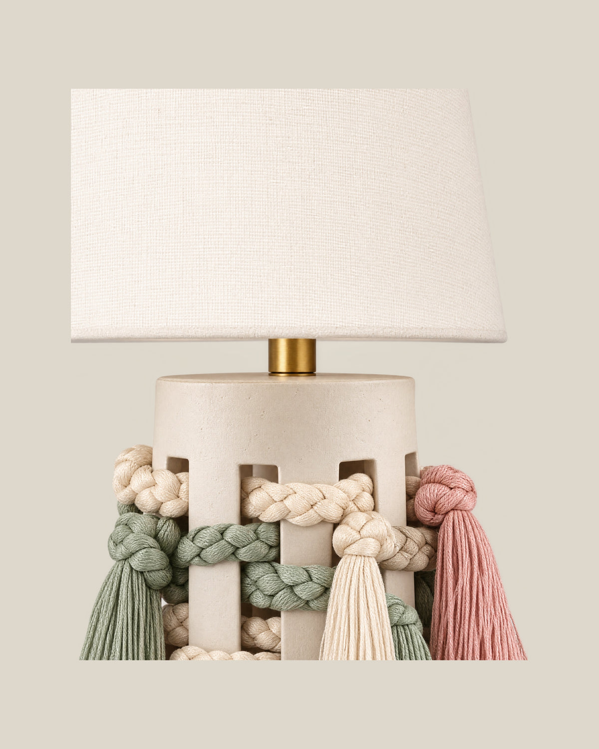 LA LUZ TASSELLE Table Lamp — Pastel Shade Detail