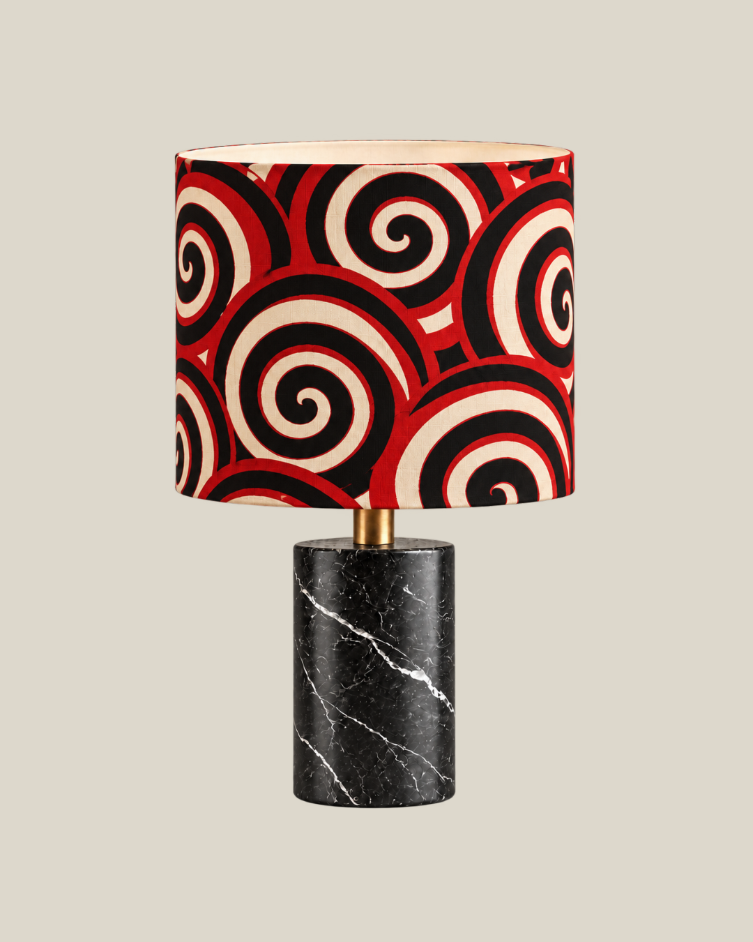 LINEN Side Lamp — Spanish Black, Spiral Rhythm, 55 cm overall height