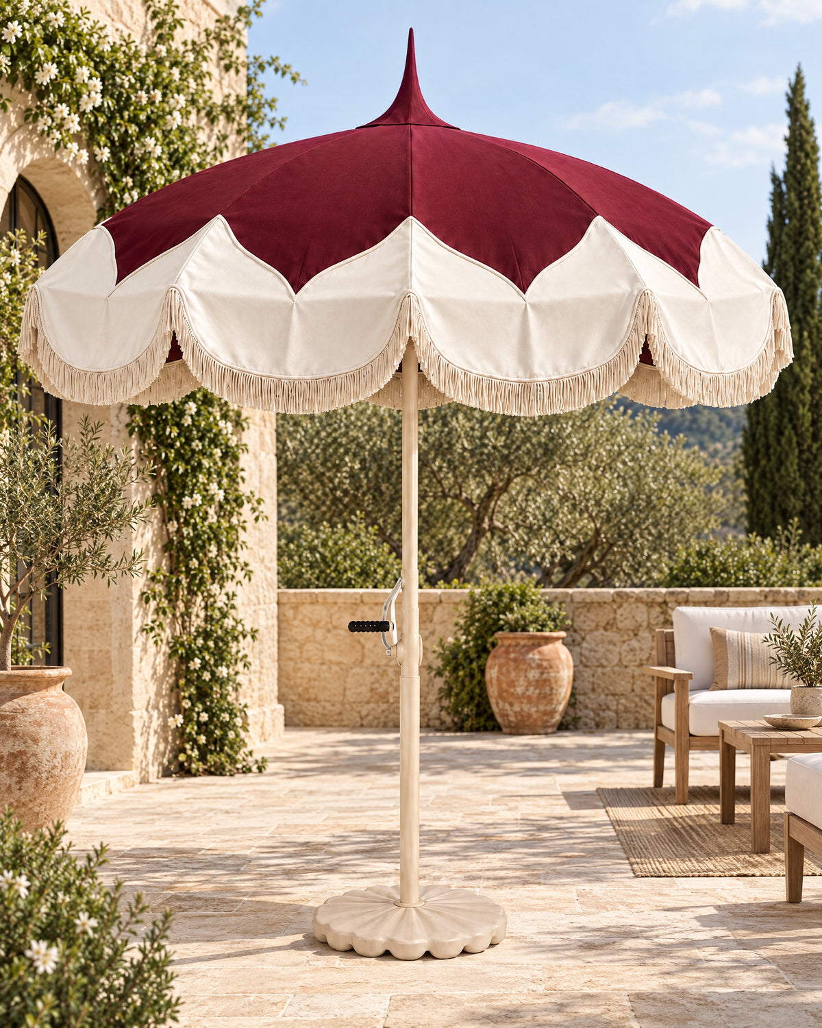 Pointed Scallop Umbrella — Burgundy Lifestyle