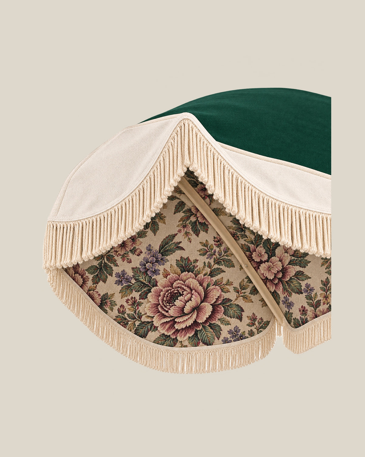 Pointed Scallop Umbrella — Green Fabric Detail