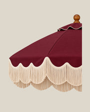 Ripple Edge Umbrella — Burgundy Fabric Detail