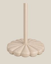 Riviera scalloped beige travertine marble base and beige pole detail on bone