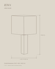 Roma Large Square overall dimension outline in centimetres.