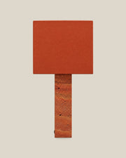 Roma Table Lamp, Large Square, Travertine Red + Terracotta, front hero view on bone background.