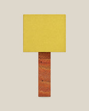 Roma Table Lamp, Large Square, Travertine Red + Yellow, front hero view on bone background.