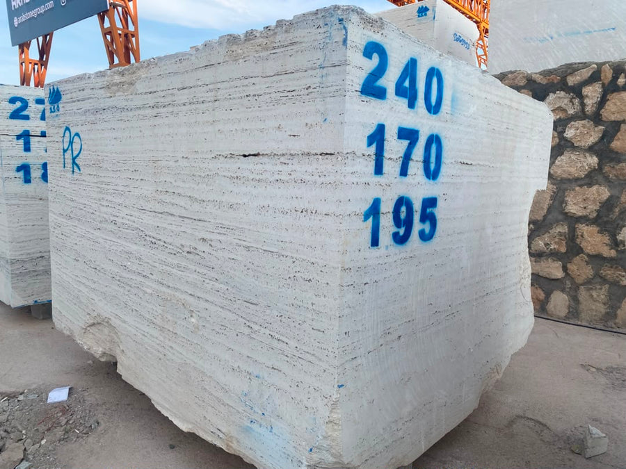 Silver Travertine block — 2.40 × 1.70 × 1.95 m