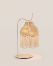 TASSEL Table Lamp - Small, 40 cm high, 20 cm shade diameter - Warm Ivory, on a bone background