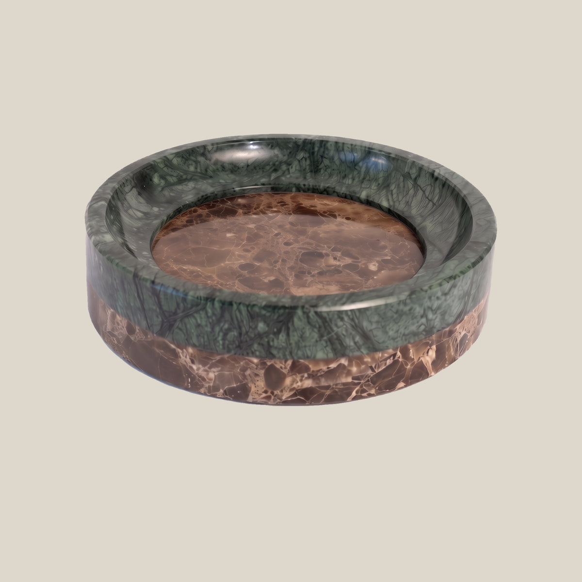 TODO Bowl — Verde Green ring / Emperador Dark base